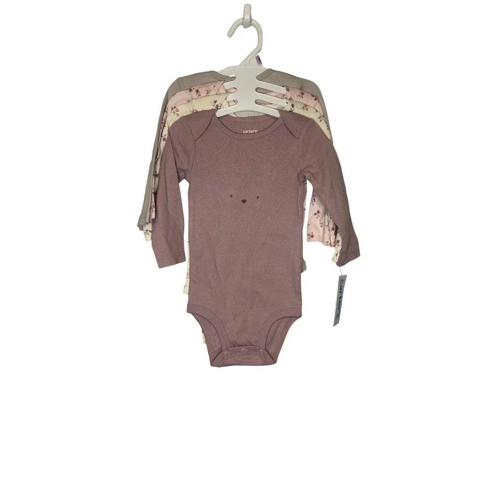 Carters Baby Girls Long Sleeve Bodysuits 4 Pack‎ Floral Fox Koala 9m